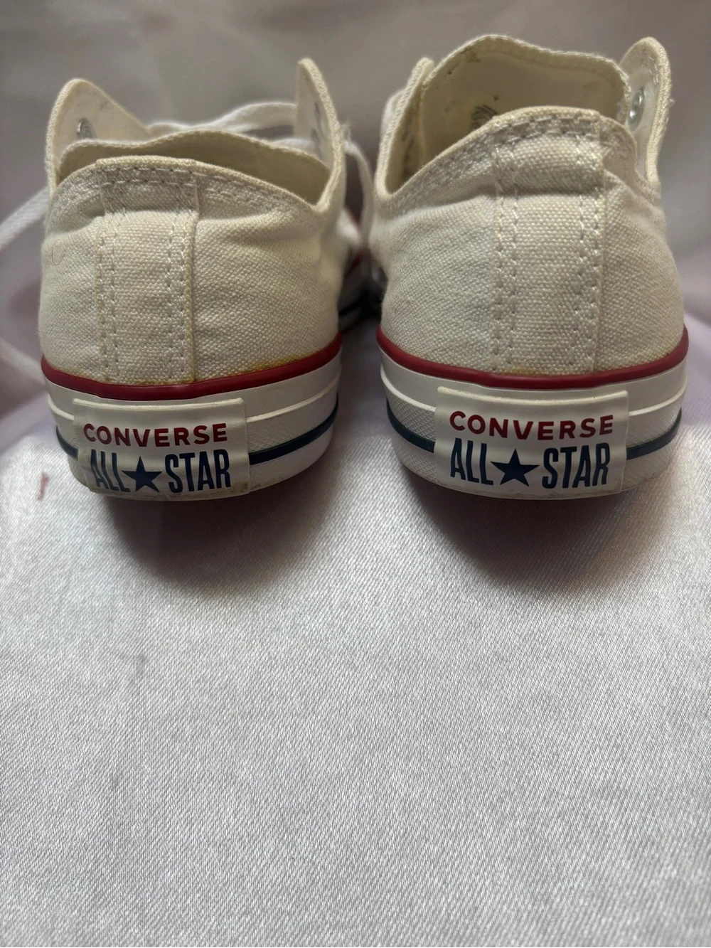 Converse Kids Low Top Sneakers in White with Red Trim